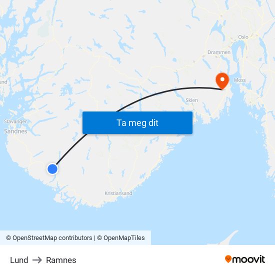 Lund to Ramnes map