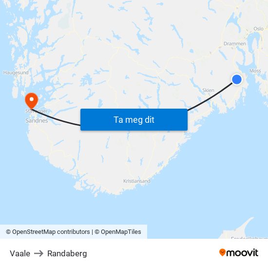 Vaale to Randaberg map