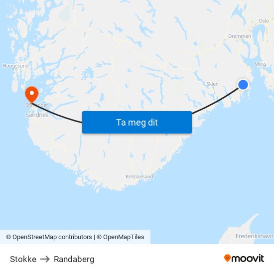 Stokke to Randaberg map