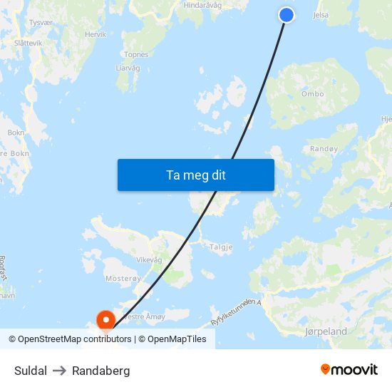 Suldal to Randaberg map