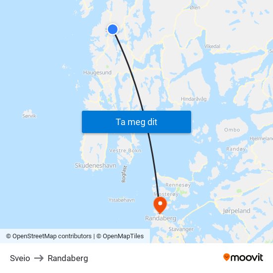 Sveio to Randaberg map