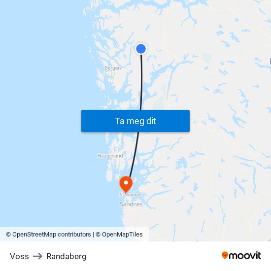 Voss to Randaberg map