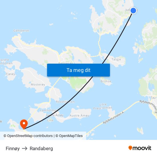 Finnøy to Randaberg map