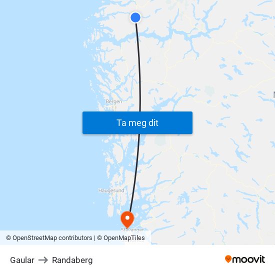 Gaular to Randaberg map