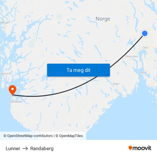 Lunner to Randaberg map