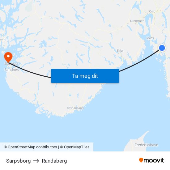 Sarpsborg to Randaberg map
