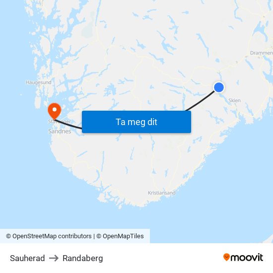 Sauherad to Randaberg map