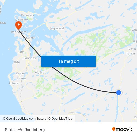 Sirdal to Randaberg map
