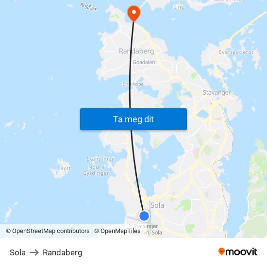 Sola to Randaberg map