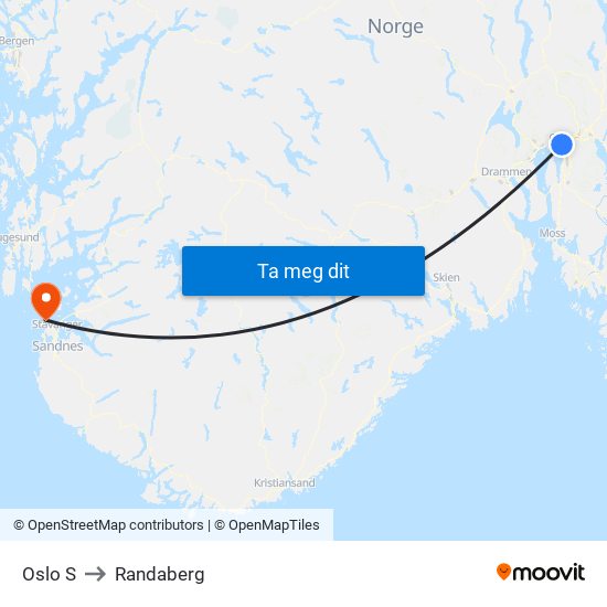 Oslo S to Randaberg map