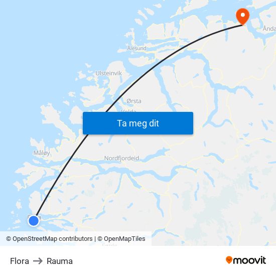 Flora to Rauma map