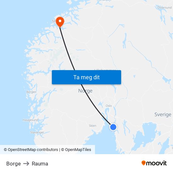 Borge to Rauma map