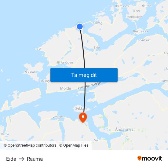Eide to Rauma map