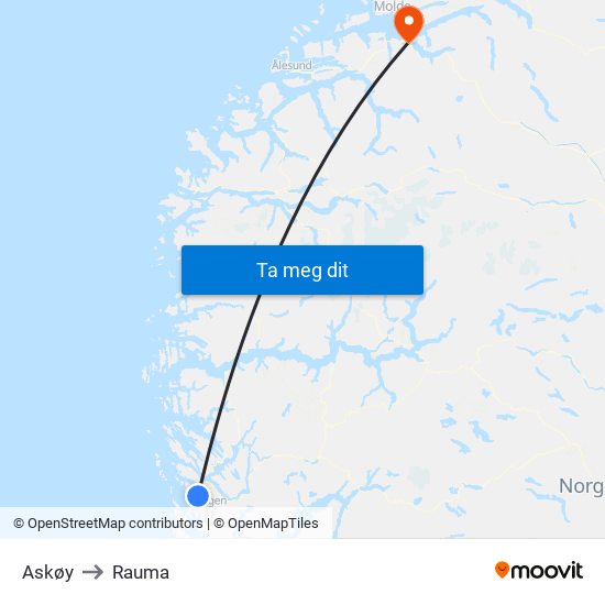Askøy to Rauma map