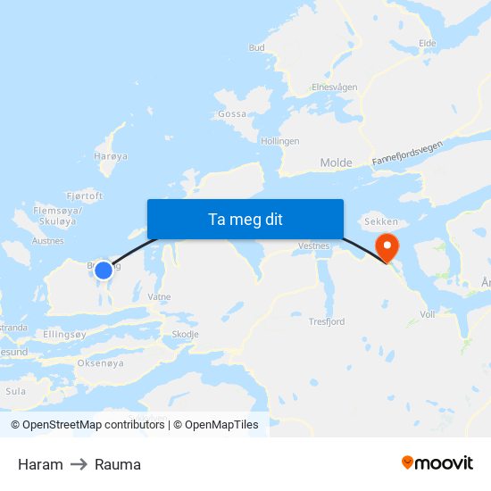 Haram to Rauma map
