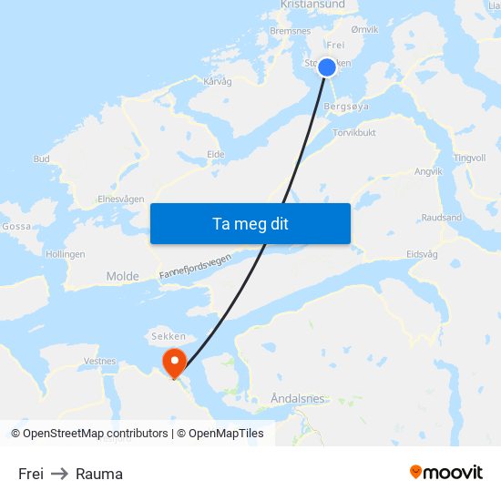 Frei to Rauma map