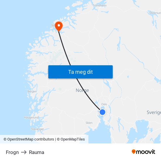 Frogn to Rauma map