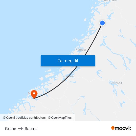 Grane to Rauma map