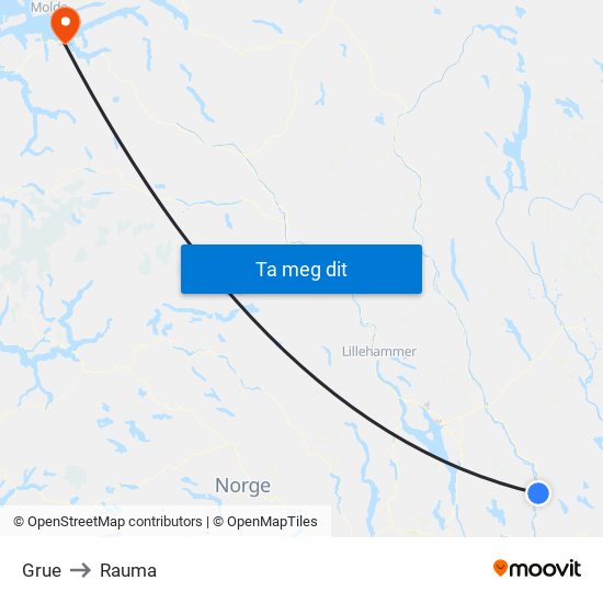Grue to Rauma map