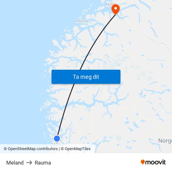 Meland to Rauma map