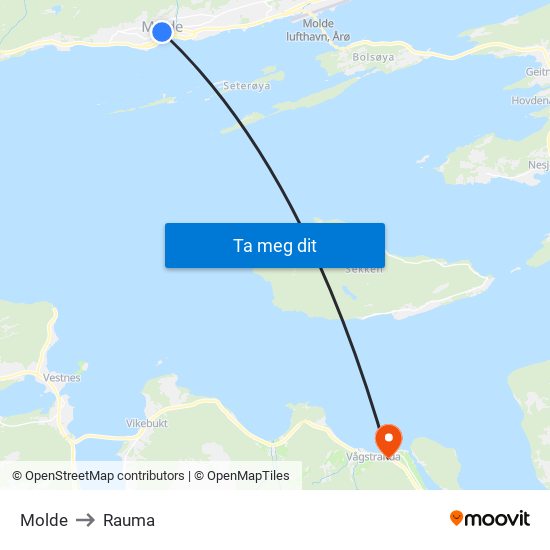 Molde to Rauma map