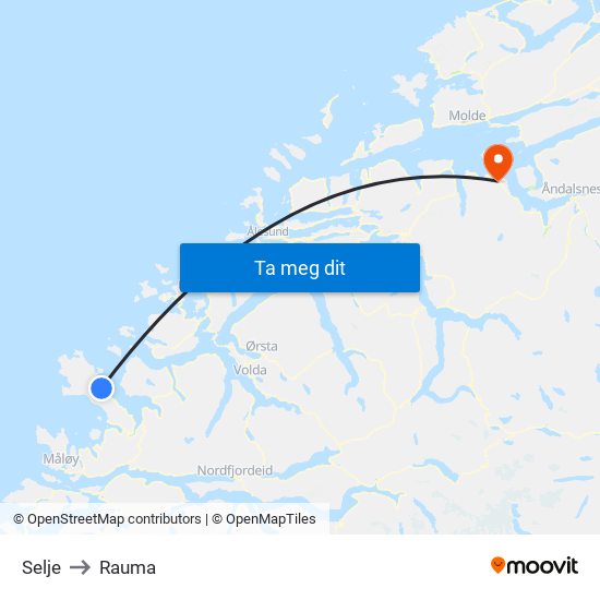 Selje to Rauma map