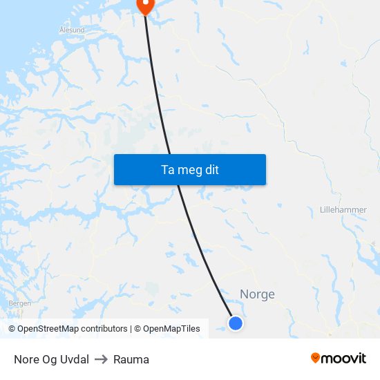 Nore Og Uvdal to Rauma map