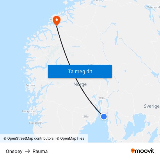 Onsoey to Rauma map