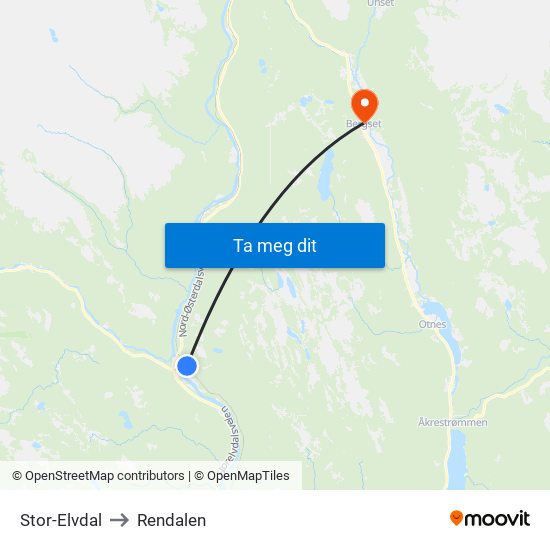Stor-Elvdal to Rendalen map