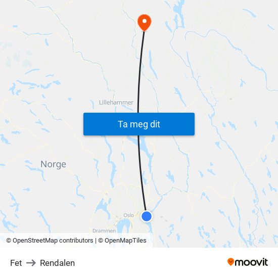 Fet to Rendalen map
