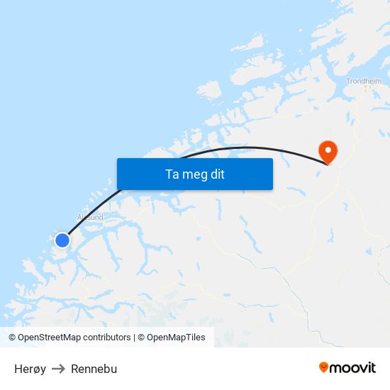 Herøy to Rennebu map