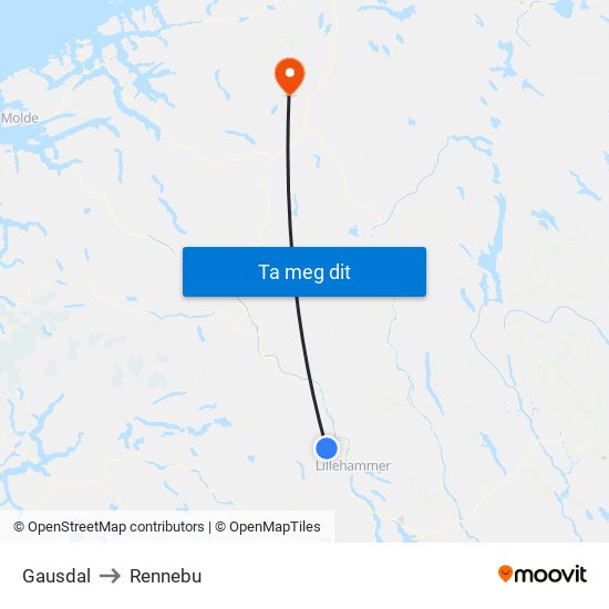 Gausdal to Rennebu map