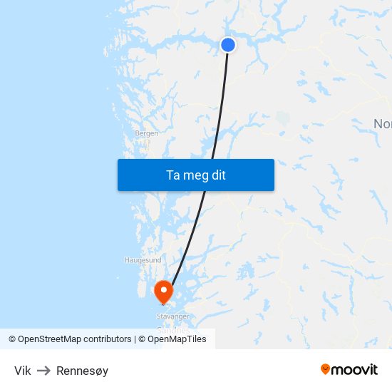 Vik to Rennesøy map