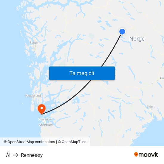 Ål to Rennesøy map