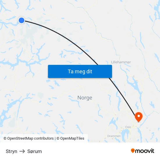 Stryn to Sørum map