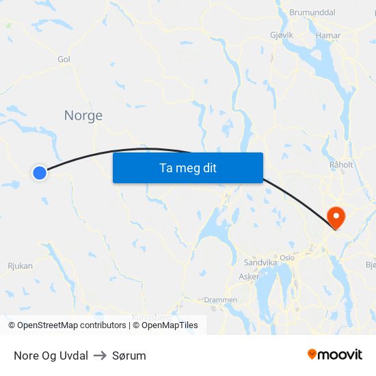 Nore Og Uvdal to Sørum map