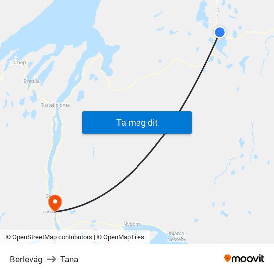 Berlevåg to Tana map