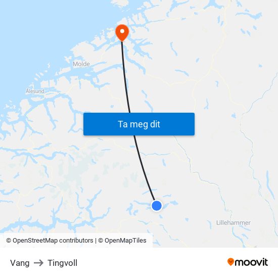 Vang to Tingvoll map