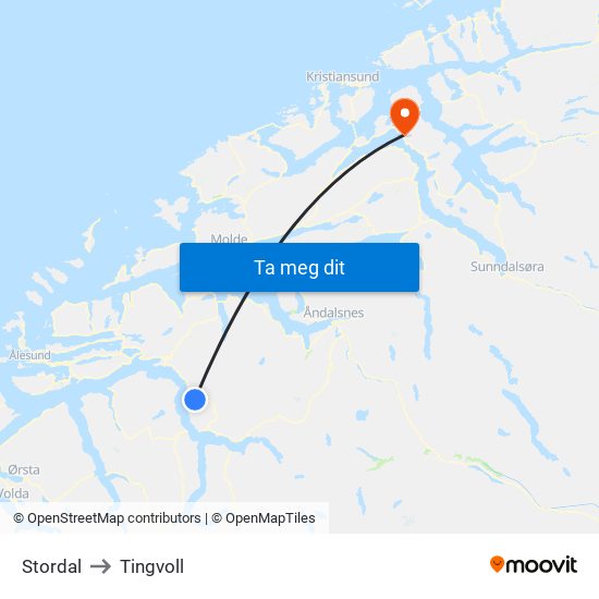 Stordal to Tingvoll map