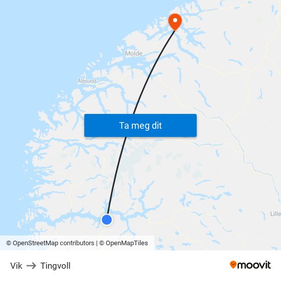 Vik to Tingvoll map