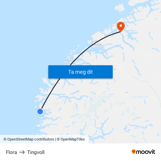 Flora to Tingvoll map