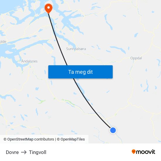 Dovre to Tingvoll map