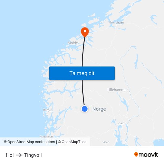Hol to Tingvoll map