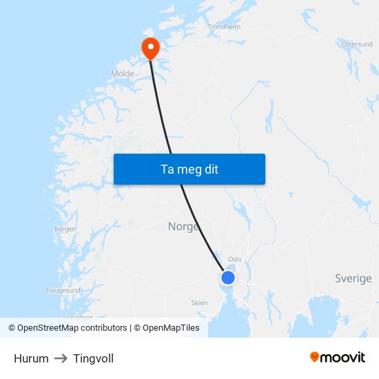 Hurum to Tingvoll map