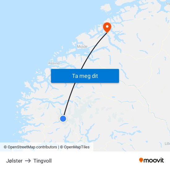 Jølster to Tingvoll map