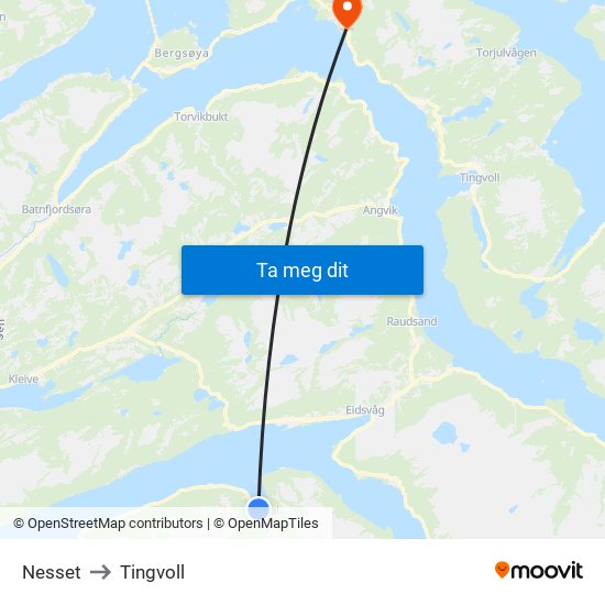 Nesset to Tingvoll map