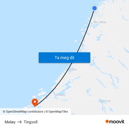 Meløy to Tingvoll map