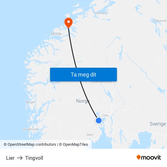 Lier to Tingvoll map