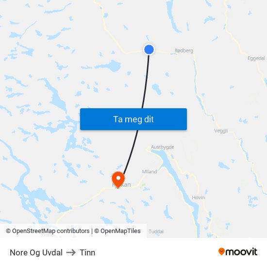 Nore Og Uvdal to Tinn map