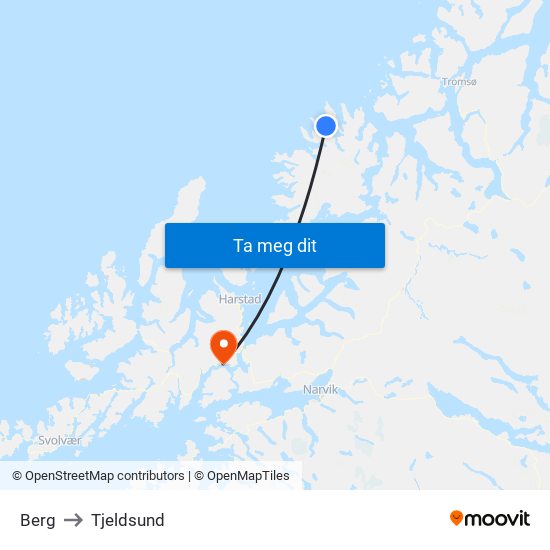 Berg to Tjeldsund map